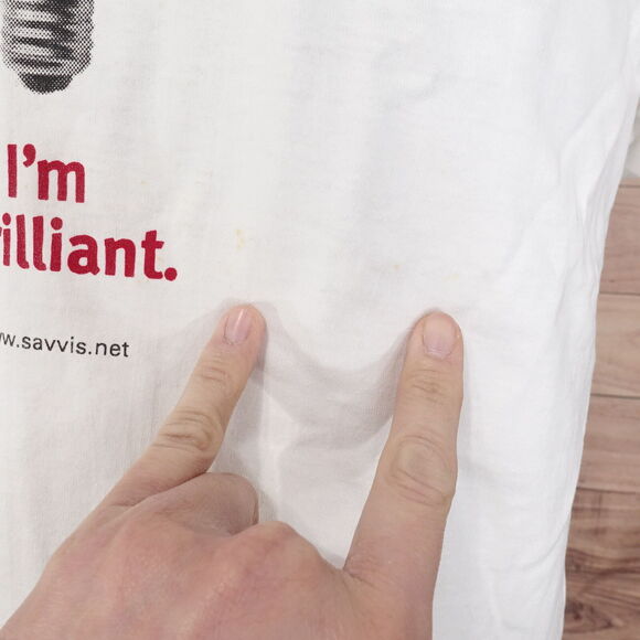 VINTAGE I'M BRILLIANT LIGHT BULB SAVVIS SMART NETWORK SOLUTION 90s 00s TSHIRT XL - Picture 6 of 13